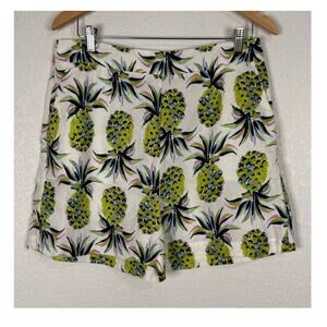 NWT Boden 100% Linen Pineapple Paradise Print Short Natural Tropical Resort
